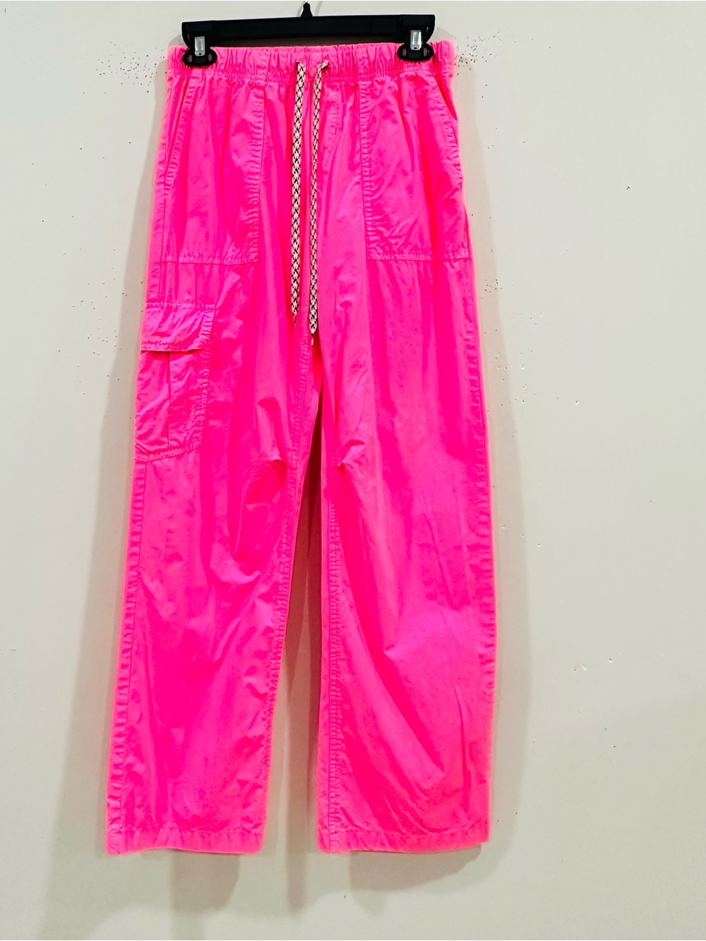 Aerie Baggy Cargo Skater Pants Coral Sun Neon Pink Poplin Cotton Drawstring XS